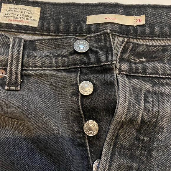 LEVIS WEDGIE dark grey black straight leg jeans - Picture 5 of 6